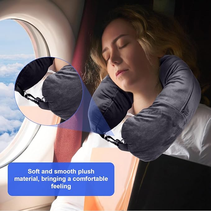 Travel Pillow Stuffable with Clothes, 7.3x31.5in Soft Plush Extra Luggage Airplane Fillable Storage Bag Transformable Neck Body Case Cover, Only Travel Pillowcase, No Filler (Gray)