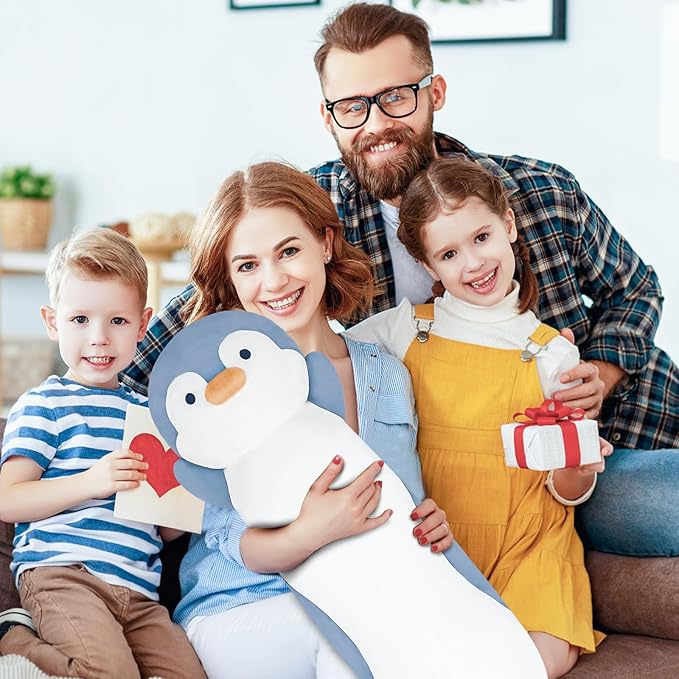 22 inch Penguin Body Pillow for Kids, Penguin Stuffed Animal, Penguin Gifts, Penguin Plush Toys, Cuddle Pillow Gift for Kids, Girls, Girlfriends