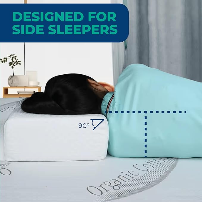 G&Y SALES Cubic Neck and Shoulder Support Pillow - Rectangular Side Sleeper Bed Pillow - Rectangular Neck Pillow - Memory Foam Neck Pillows for Sleep - Cube Pillow Set with Ear Cover and Sleep mask