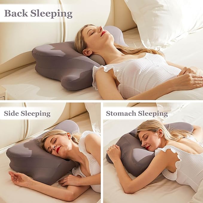 Cervical Pillow for Neck Pain Relief,Premium Memory Foam Contour Neck Pillow,Comfort Cervical Pillow for Neck and Shoulder Pain,Neck Pillow for Side Stomach Back Sleeping,Grey