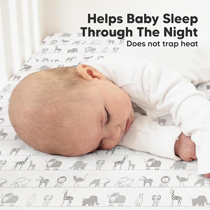 2-Pack Organic Crib Sheets for Boys, Girls - Jersey Fitted Crib Sheet, Baby Crib Sheets Neutral, Crib Mattress Sheet, Cotton Crib Sheets, Breathable Crib Sheet, Baby Mattress Sheets (Savannah)