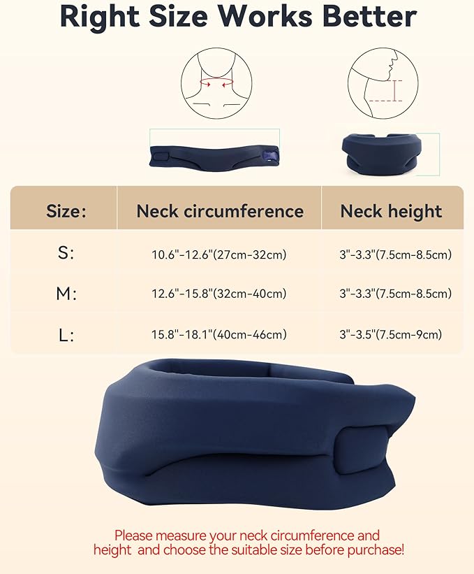 Neck Brace Cervical Collar - Neck Support Brace for Sleeping, Soft Foam Wraps Keep Vertebrae Stable and Aligned for Relief of Cervical Spine Pressure for Women & Men, (15.8-18.1 Inch) Blue