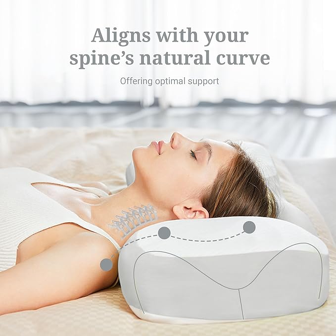 Cervical Pillow for Neck and Shoulder Pain Relief, Odorless Contour Memory Foam Pillows for Sleeping, Ergonomic Orthopedic Support Bed Pillow for Side, Back and Stomach Sleepers, [Grey]