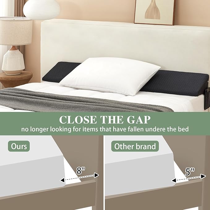 Twin Size Bed Wedge Pillow - for Headboard Gap/Headboard Pillow/Mattress Wedge /Bed Gap Filler (39"x10"x6") - Bloster Triangle Pillow for Sleeping To Fill Gap (0-8") Between Headboard and Mattress
