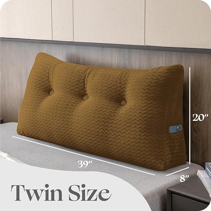 Large Bolster Triangular Headboard Wedge Backrest Positioning Support Bed Rest Reading Pillows Headboard Wedge Pillows for Day Bed Bunk Bed with Removable Cover