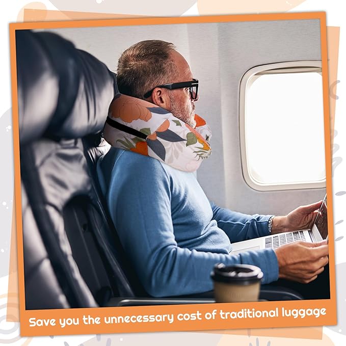 2 PCS Stuffable Travel Pillow, Stuffable Neck Pillow for Travel, Portable Self-Fillable Design Travel Pillow, U-Shaped Pillow with Snap Strap and Storage Bag (Pillow Cover Only, No Filler)