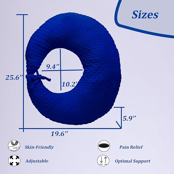 BBL Pillow After Surgery for Butt Sleeping, Brazilian Butt Lift Pillow Post Surgery Recovery for Sitting Sleeping Driving Donut Pillow for Woman Lumbar Back Cushion Seat Foam (Navy Blue)
