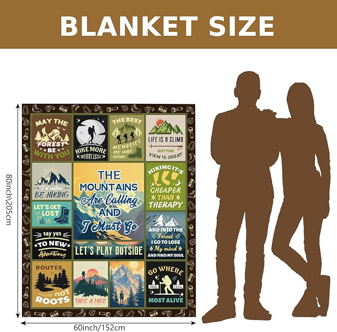 Hiking Gifts for Men, Hiking Gifts, Hiking Gifts for Women, Hiking Lovers Gifts, for Hikers, Hiking Gear for Women, Hiking Blanket for Hiker Outdoor RV Travel 60x80 in