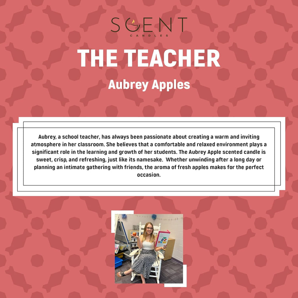 | Highly Scented Candles - Aromatherapy Candles for Home | Aubrey Apple Candle | 12oz Glass Jar | 100% Natural Soy Wax Candles | Burn Time 60-70 Hours