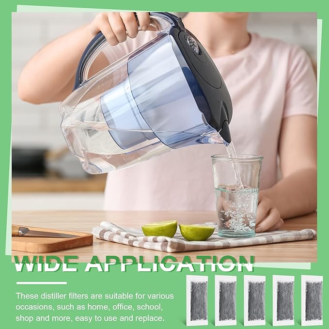 48 Packs Replacement Activated Charcoal Distiller Filters Coconut Shell Activated Carbon Filter Sachets Compatible with Countertop Water Distiller Models