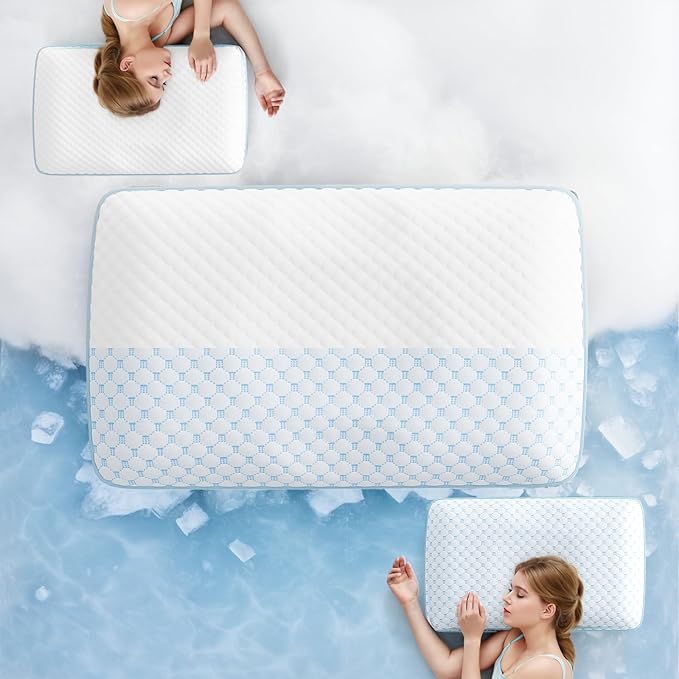 Memory Foam Bed Pillow for Pressure Relief - Memory Foam Neck Pillow with Removable Cooling & Soft Cover – Two-Sided, Contour Orthopedic Bed Pillow for Side Back Stomach Sleeper