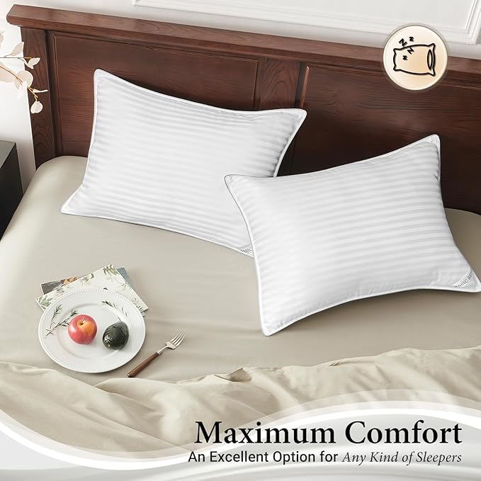 Basic Beyond Queen Size Pillows Set of 2 - Down Alternative Pillows for Sleeping, Soft 20 x 28 Inches Pillows Queen Size Set of 2 for Back, Stomach or Side Sleepers