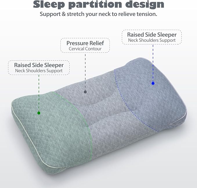 Washable Pillow for Neck Pain Relief, 4.7 Inch Breathable Pillows with PP Tube, Ajustable Neck Pillows for Pain Relief Sleeping, Support Pillows for Side, Back & Stomach Sleepers