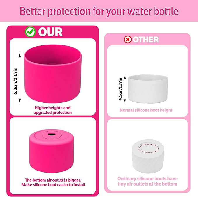 2PCS Silicone Water Bottle Boot for Owala 24oz 32oz 40oz,Anti-Slip Protective Sleeve Bottom Bumper Protector for FreeSip, Twist, and Flip Water Bottles