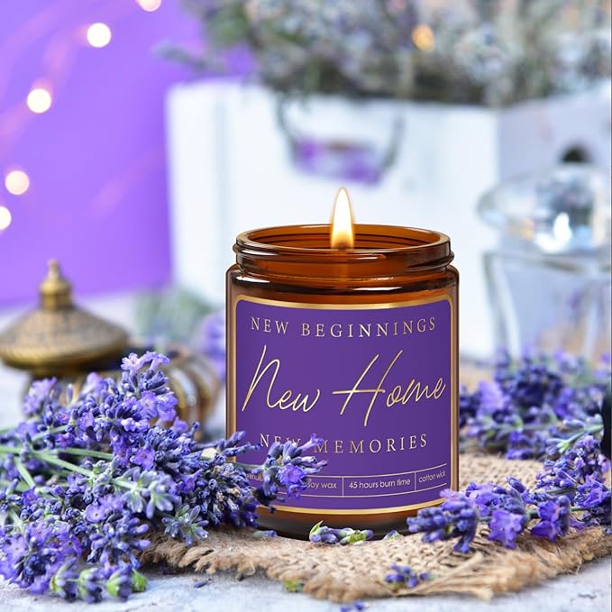 Housewarming Gifts,New Home Gift Ideas with Soy Candle,House Warming Gifts for New Apartment,Welcome Home Gift Idea for New Homeowner,Real Estate Closing Gifts,Moving Away Party Favors - Purple