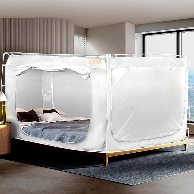 Bed Tent Bed Canopy Queen Size Tents for Adult and Kids- Portable Dream Tent Indoor Sleeping Tents 70% Blackout with 3 Doors Breathable Big Space Tents