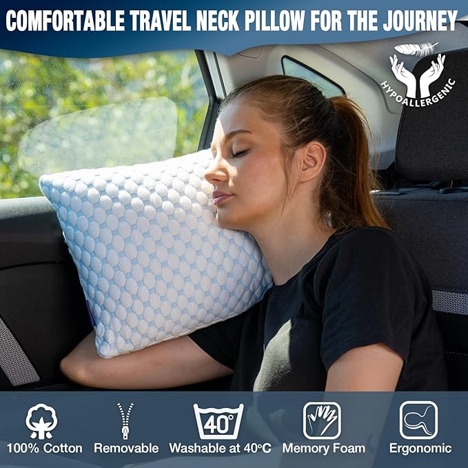 Cooling Shredded Memory Foam Pillow for Travel and Camping – Adjustable Gel for Personalized Support – Double-Sided Ice Silk & Soft Rayon – Lightweight, Compressible