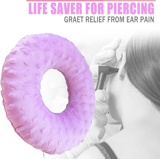 Ear Hole Piercing Pillows for Ear Pain Side Sleeping CNH Pillow Pressure Sore Pain Relief Ear Guard Protector Lifesaver Tinnitus Support Neck Head, Minky Dot Lavender