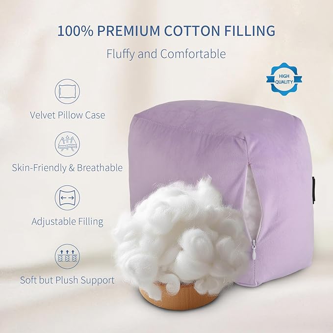 Knee Pillow for Side Sleepers - Leg Support Pillow for Sciatica Relief, Hip and Back Pain Alleviation, Spine Alignment with Adjustable Strap (Purple)