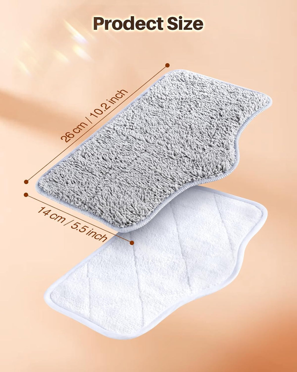 ScrubWiz Steam Mop Pads with Washable and Reusable, 6 Pack Replacement, 2 Material Types Accessories Compatible With Steamer Mop for Cleaning Floors and Carpets, White and Gray