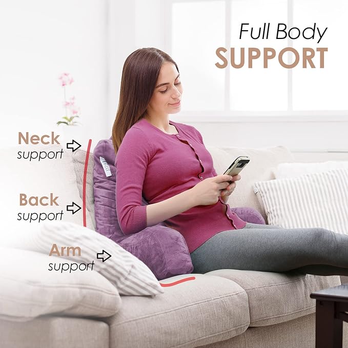 Nestl Reading Pillow for Kids, Small Bed Pillow, Back Pillow for Sitting in Bed, Memory Foam Chair Pillow, Reading & Bed Rest Pillows, Lavender Dream Back Pillow for Bed, Arm Pillow with Pockets