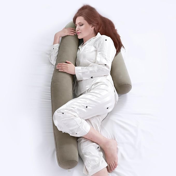 MABOZOO Large Inflatable Body Pillow for Travel,Travel Body Pillow 50 x 19 Inches with Drawstring Bag & Pump for Easy Packing,Convenient for Airplane, Car,Train & Office Nap