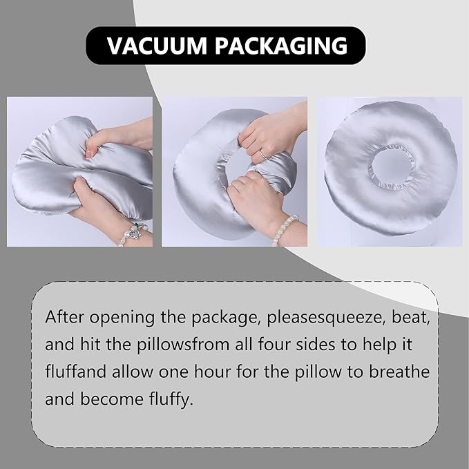 Ear Piercing Pillow for Side Sleepers - CNH Pillow with Ear Hole for Pain Relief, Pressure Sores & Inflammation - Donut Earring Pillow for Sleeping, Headphones & Tinnitus Support (Gray)