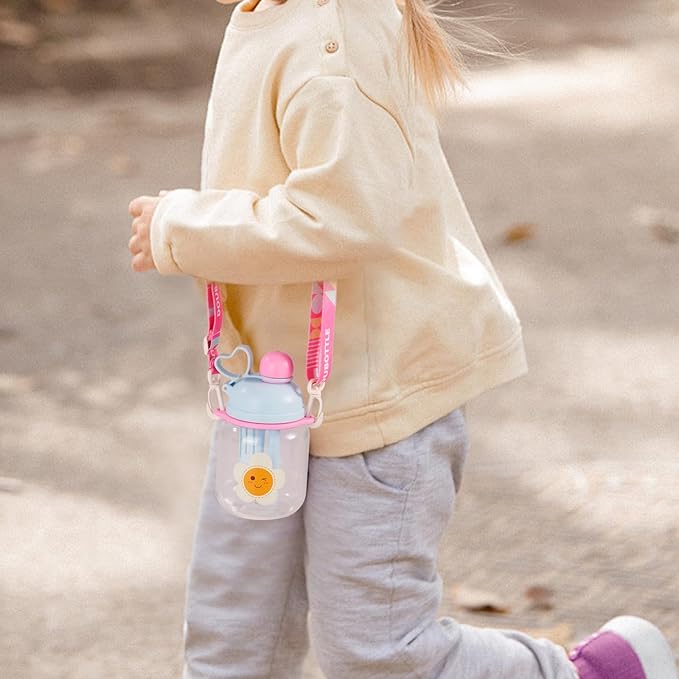 27oz Toddler Water Bottle, Tritan Sports Water Bottle with Straw, Plastic Water Bottle with Soft Strap, Kids Water Bottle for School, Includes Fruit Infuser Strainer, Leak-Proof, BPA Free, Blue