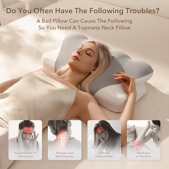 Cervical Pillow for Neck, Contour Memory Foam Pillow, Adjustable Height Double, Neck Pillow for Sleeping, Side Sleeper Pillow for Adults, Ergonomic Bed Pillow for Side, Back, Stomach Sleeper