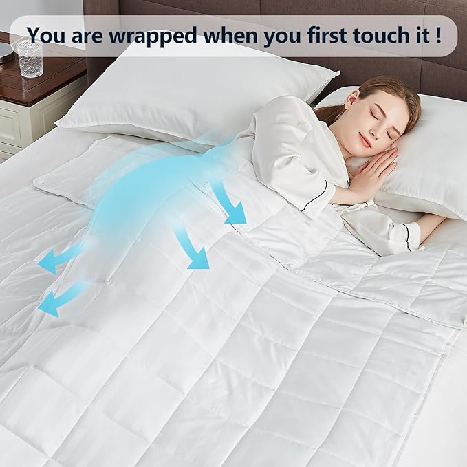 Weighted Blanket(48"x72" 10lbs) Weighted Blanket Cooling Blanket for Sleeping,Throw Size Breathable Blanket with Premium Glass Bead(White)