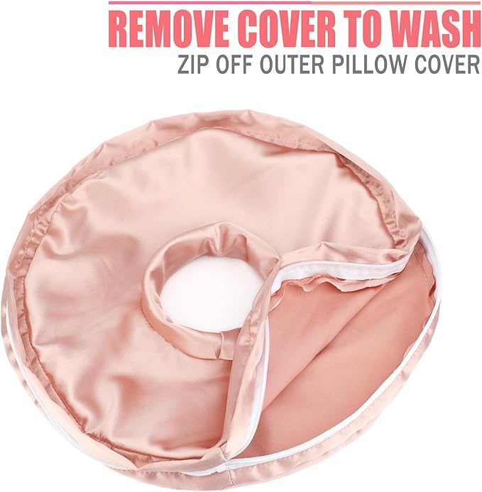 Washable Ear Piercing Pillowcase Luxury Satin Ear Hole Silky Pillowcase for Pierced Ear Side Sleepers Ear Inflammation Pressure Sore Pain Relief Support Neck Head Coral