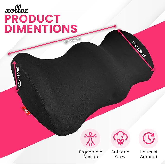 Ergonomic Leg Pillow for Leg and Knee Support | Premium Memory Foam Knee Pillow for Beauty Salon Or Home | Bolster Pillow for Legs Helps Comfort Enhancement, Legs & Lower Back Pain Relief (Black)