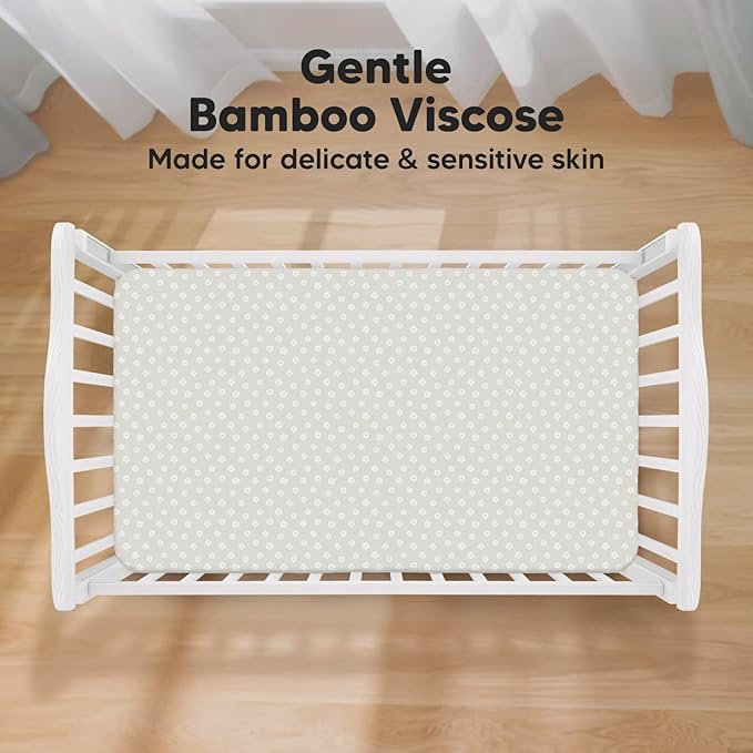 2-Pack Crib Sheets for Boys,Girls - Viscose Derived from Bamboo Fitted Crib Sheet, Organic Baby Crib Sheets, Crib Mattress Sheet,Toddler Bed Sheets,Baby Sheets for Crib Fitted Sheets(Meadow)