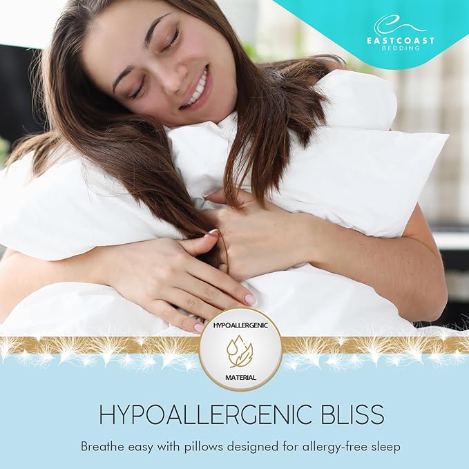 East Coast Bedding Elite Premium Down Sleeping Pillow 600 Fill Power White Down Available in Soft, Medium & Firm 400 Thread Count Cotton Shell Premium Comfort - Made in The U.S.A