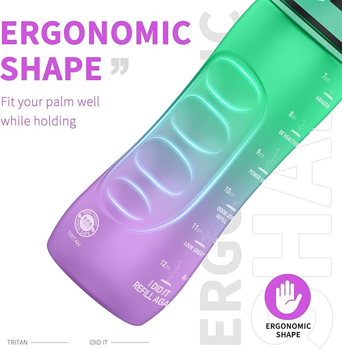 25oz Kids Sports Water Bottles for School with Spout Lid (Green Purple)