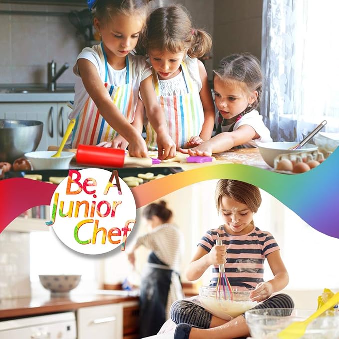 Kids Cooking and Baking Set 40 Pcs with Gift Box, Real Kitchen Utensils Kit for Children Toddlers Teens, Gift for Girls&Boys, Nonstick Rolling Pin Silicone Pastry Mat Cupcake Molds