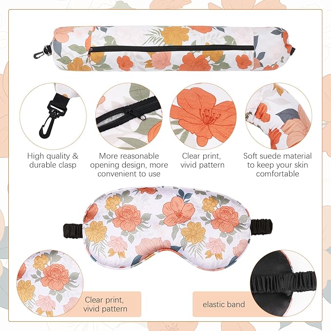 Stuffable Travel Pillows, Travel Pillows for Airplanes, Portable Self-Fillable Travel Neck Pillows, Comes with Contoured Eye Mask, Earplugs, and Storage Bag (Pillow Cover Only, No Filler)