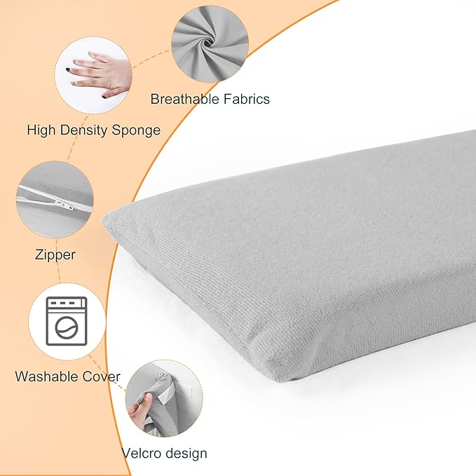 MABOZOO Bed Gap Filler Cushion, Long Thick Filler Bolster Pillow Stopper for Headboard Space Gap, Bed Mattress Extender Bed Wedge Pillow (Gray, 1.2X8X79inch)