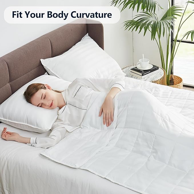 Weighted Blanket(48"x72" 10lbs) Weighted Blanket Cooling Blanket for Sleeping,Throw Size Breathable Blanket with Premium Glass Bead(White)