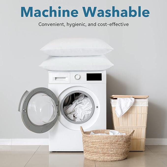 SILUI Pillows King Size Set of 2 Pack Extra Flat Thin Soft Support Hypoallergenic Down Alternative Bed Pillow for Back, Stomach or Side Sleepers,20x36in