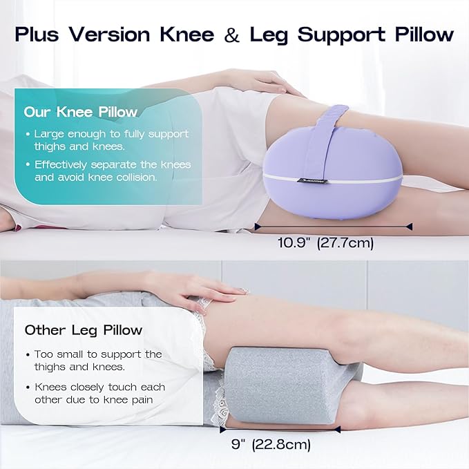 Ruiman Cooling Knee Pillow for Side Sleepers - Between Leg Pillow for Side Sleepers Pregnancy - Memory Foam Knee Pillows for Knee & Hip Pain - Pillow for Between Knees While Sleeping (Lavender)