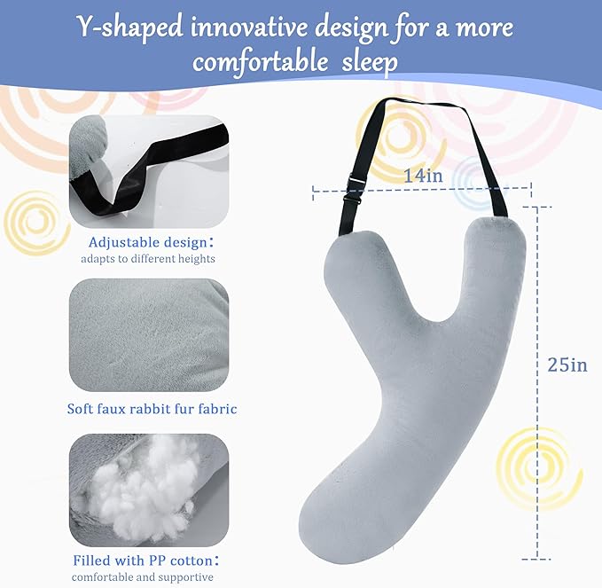 BALAPET Travel Pillow Y-Shaped Car Headrest Pillow for Sleeping,Head and Body Support Washable and Removable Soft Sleeping Travel Pillow Fixed on The seat Neck Pillow for Long-Distance Travel