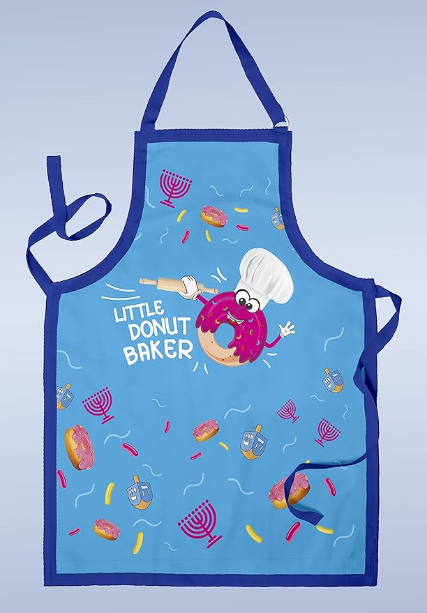 Hanukkah Kids Chef Set - Kids Chef Hat and Apron Set for Chanukah - Great Hanukkah Gift - The Kosher Cook