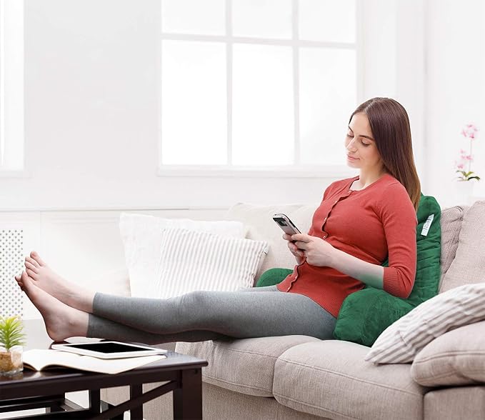 Nestl Reading Pillow for Kids, Small Bed Pillow, Back Pillow for Sitting in Bed, Memory Foam Chair Pillow, Reading & Bed Rest Pillows, Dark Green Back Pillow for Bed, Arm Pillow with Pockets