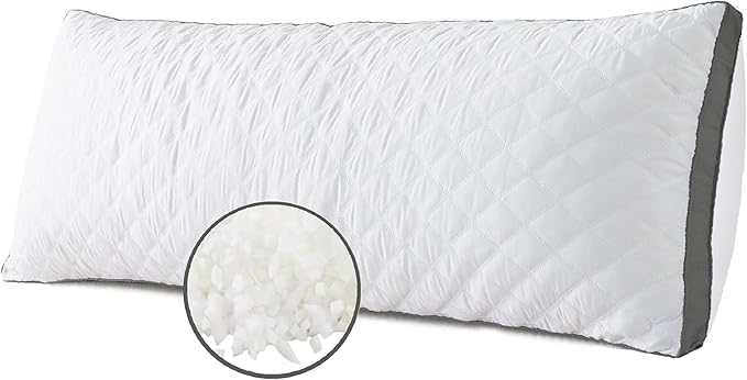 WhatsBedding Memory Foam Body Pillow for Adults, Long Body Pillow for Sleeping, Full Body Pillow for Bed - White(Grey Side)
