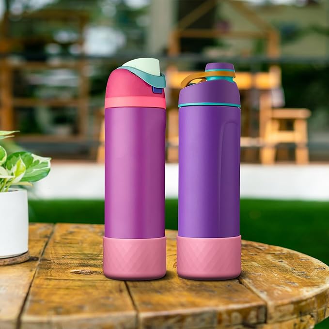 2PCS Silicone Water Bottle Boot for Owala 24oz 32oz 40oz, Anti-Slip Protective Sleeve Bottom Bumper Protector for FreeSip, Twist, and Flip Stainless Steel Water Bottles
