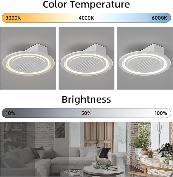 NicBex Ceiling Fan 22 Inch Modern Ceiling Fans with Lights Bladeless Ceiling Fan with Remote Control Ceiling Fans with Reversible Motor for Bedroom, Living Room, White