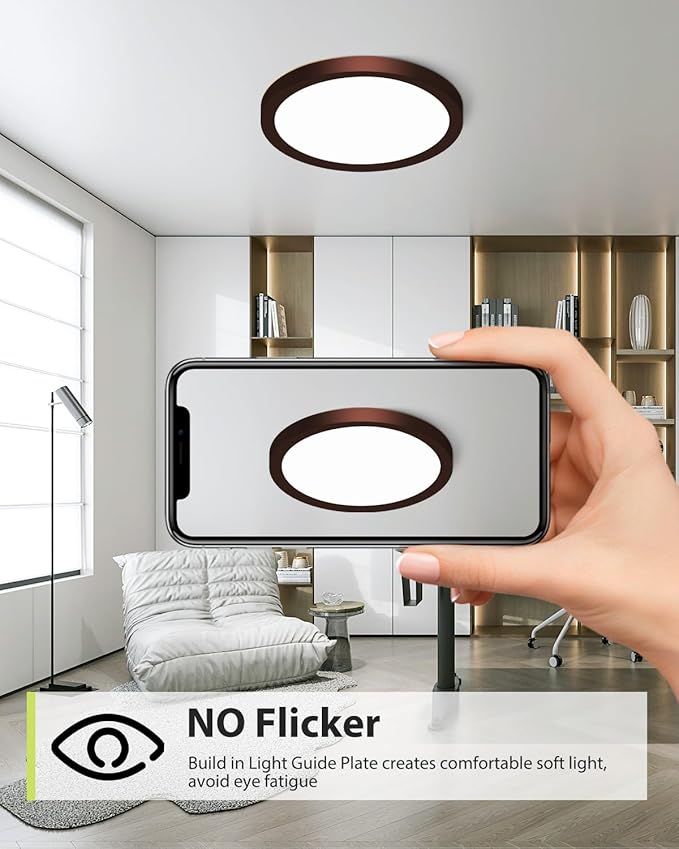 hepside 2PACK Flush Mount LED Ceiling Light Fixture Oil Rubbed Bronze, 12Inch 28W, Dimmable 3000K-4500K-6000K 3 Color Ceiling Lamp 3200LM Low Profile Ceiling Light for Kitchen Bedroom Hallway