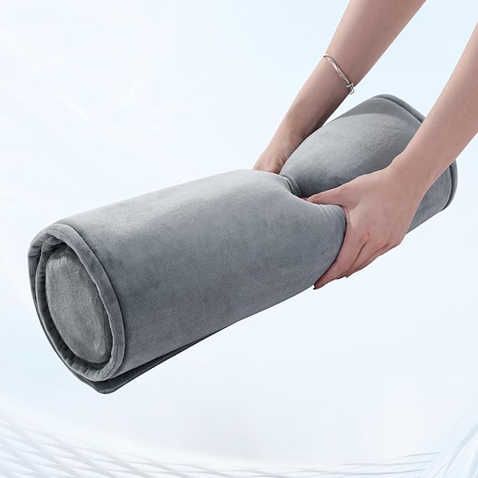 HOMBYS Adjustable Neck Roll Pillow Memory Foam Pillow Support for Sleeping, Adjustable Thickness Cylinder Bolster Pillow with Removable Washable Cover, Ergonomically for Neck, Leg, Back & Yoga