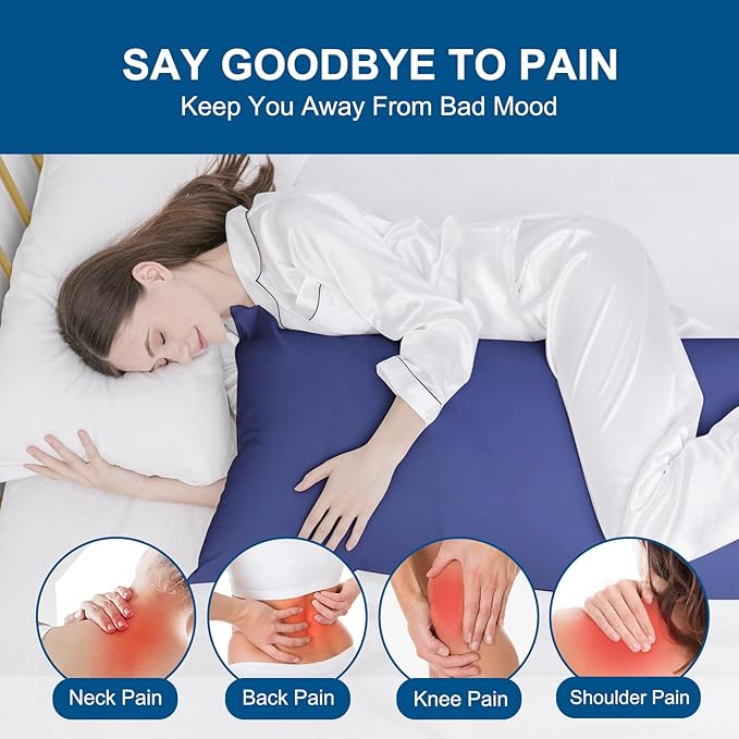 DOWNCOOL Large Body Pillow Insert- Breathable Full Body Pillow for Side Sleeper - Soft Long Bed Pillow for Adults - 20 x 54 inch （Blue）